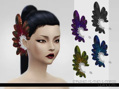 Emblished Feathers Earrings