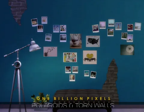 Polaroids & Torn Walls by One Billion Pixels, Sims 4 walls & floors CC – image 2