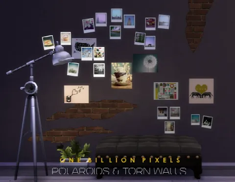 Polaroids & Torn Walls by One Billion Pixels, Sims 4 walls & floors CC – image 3