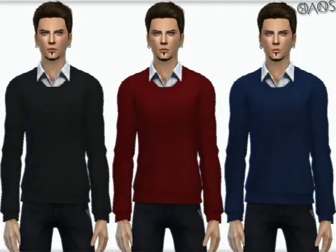 Knit Sweater With Shirt