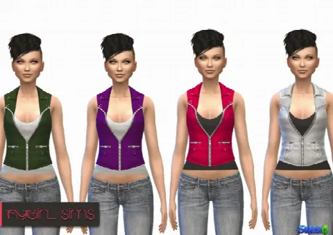 Pocketed Leather Vest with Tank