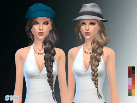 Braided hair 257 by Skysims, Sims 4 hair CC – image 2