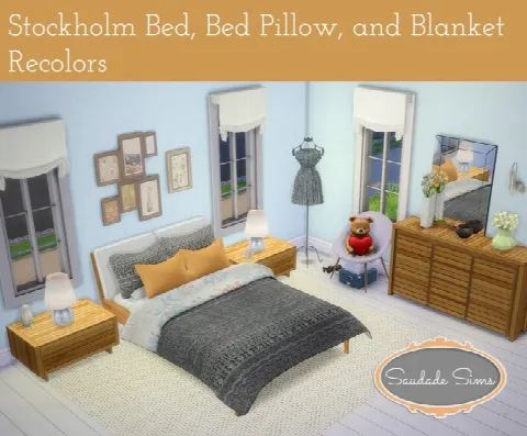 Stockholm bed, pillow and blanket recolors