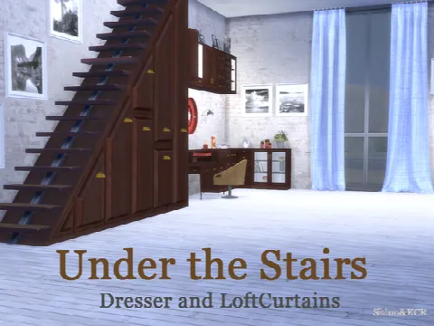 Under The Stairs dresser + curtains