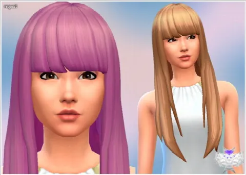Super long hair with short bangs