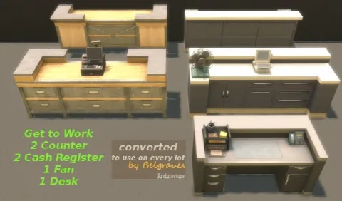 G2W Stuff conversions Counter, Cash Register, Desks, Fan