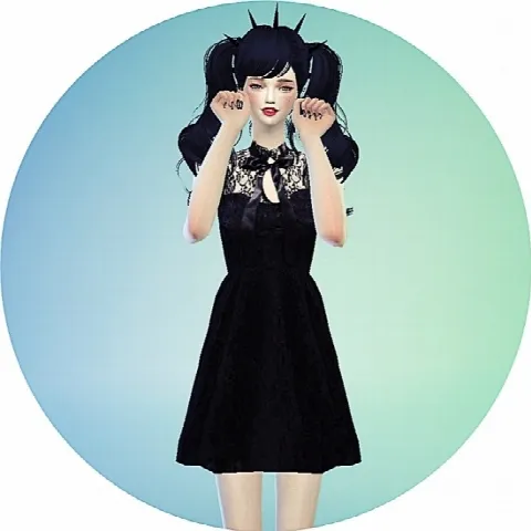 Ribbon lace black dress