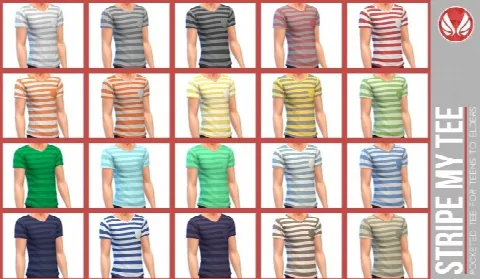 Stripe My Tee by Simsationaldesigns, Sims 4 male clothes CC – image 2