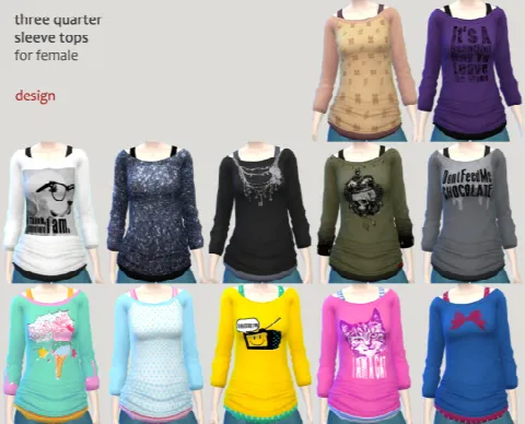 Three quarter sleeve tops