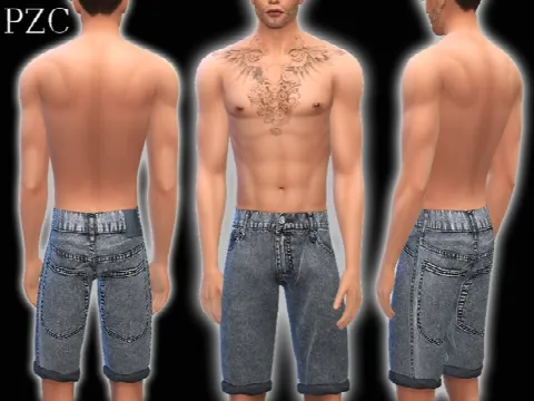 Jeans Shorts No.4 by Pinkzombiecupcakes, Sims 4 male clothes CC – image 2