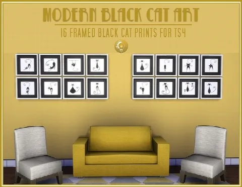 Modern black cat art