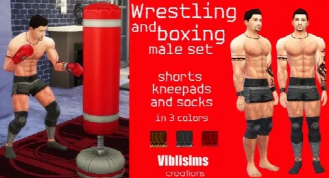 WRESTLING AND BOXING Shorts, kneepads and socks