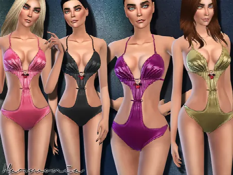 Wet-Look Style Berry Swimsuit