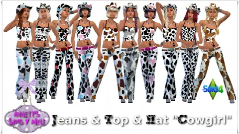 Jeans & Tops & Slips & Hat Cowgirl