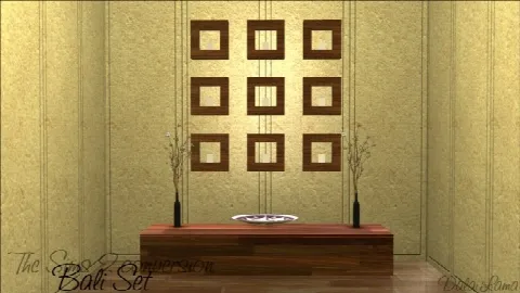 Bali Set: Sideboard, Plate, Flower, Wall lamp