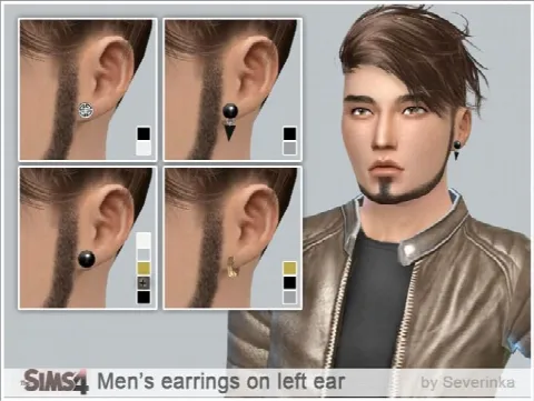 Men’s earrings set on left ear