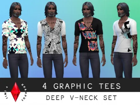 Deep v-neck t-shirt for males