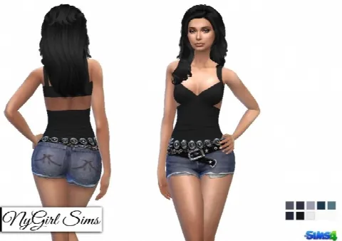 Belt and Chain Denim Shorts