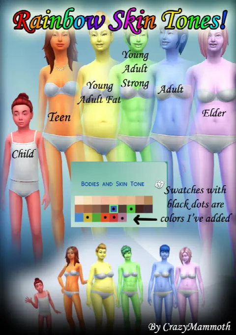 Rainbow skin tones