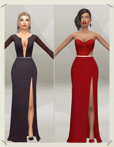 Long Dress with Slit by Simsfashion01, Sims 4 female clothes CC – image 3