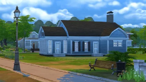 Bowed-roof Cape Cod starter house by Jenba, Sims 4 residential lots CC – image 2