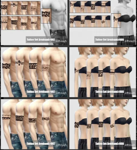 Tattoo Set Armband #007(Male) & #008(Female)