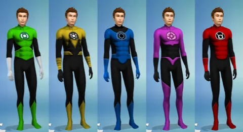 All nine Lantern Corps uniforms
