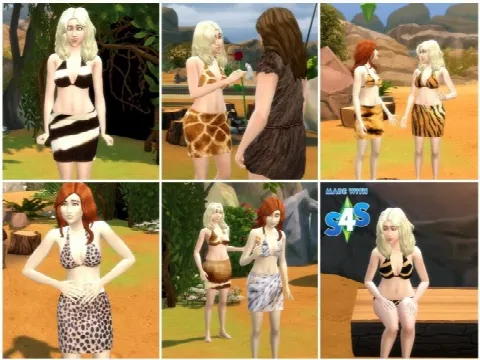 Prehistoric Clothing Set by Meryanes Sims, Sims 4 female clothes CC – image 2