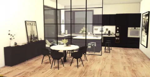HAKIM HOUSE 121 BLACK AND WHITE MODERN APARTMENT by Zozosims, Sims 4 residential lots CC – image 3