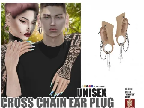 CROSS CHAIN EAR PLUG 4 VERSIONS + NO EAR PRESETS