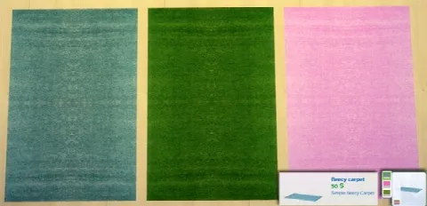 Simple, fleecy Rug blue, pink, green