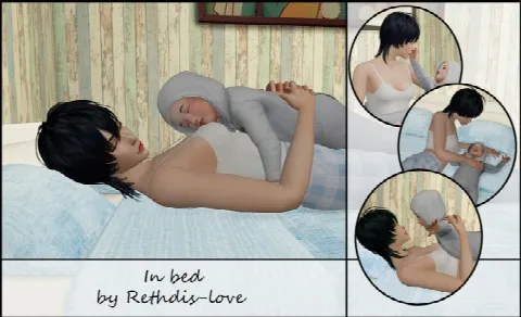 In bed with toddler poses
