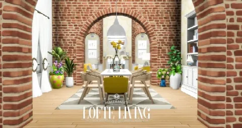 Lofte Living Brick Arch Decor Set by Simsationaldesigns, Sims 4 decor CC – image 3