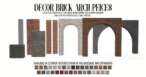 Lofte Living Brick Arch Decor Set by Simsationaldesigns, Sims 4 decor CC – image 4