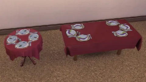 Tablecloth, placemats, cutlery and plates
