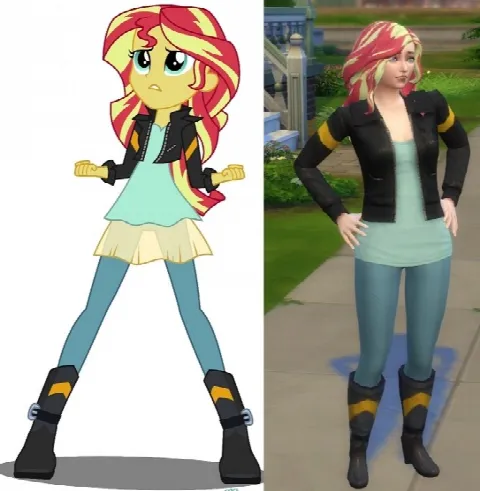 The Friendship Games Sunset Shimmer hair, clothes, and shoes
