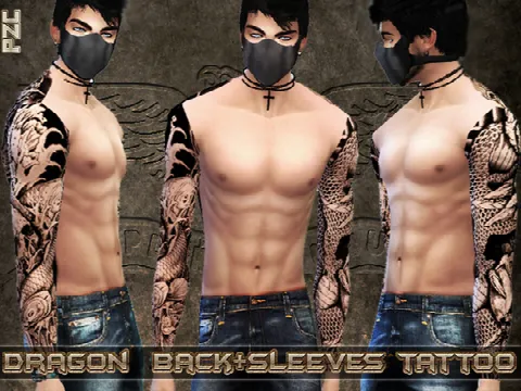 Dragon Back and Sleeves Tattoo