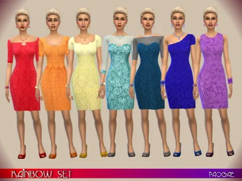 Rainbow dresses set