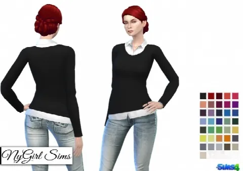 Sweater with White Button Up