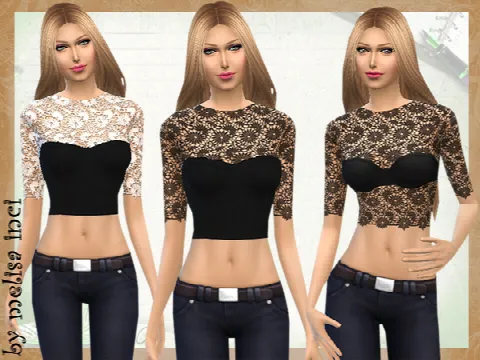Black Full Lace Tops