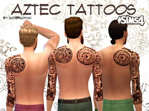 Aztec Tattoos for Men by Waterwoman, Sims 4 makeup CC – image 2