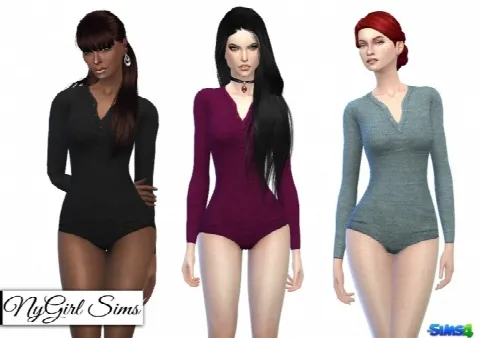 Long Sleeve Thermal Bodysuit by Nygirlsims4, Sims 4 female clothes CC – image 2