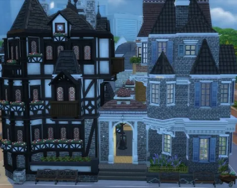Old Town District with Victorian-style Shops by HiddenMoon, Sims 4 community lots CC – image 2