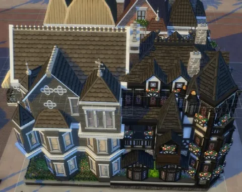 Old Town District with Victorian-style Shops by HiddenMoon, Sims 4 community lots CC – image 4