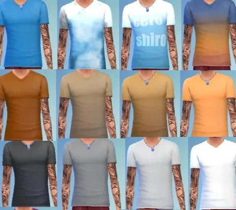 39 Recolors of Men’s V Neck Tee by Ceroshiro, Sims 4 male clothes CC – image 2