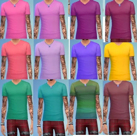 39 Recolors of Men’s V Neck Tee by Ceroshiro, Sims 4 male clothes CC – image 3