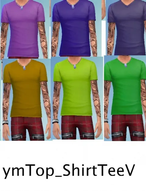 39 Recolors of Men’s V Neck Tee by Ceroshiro, Sims 4 male clothes CC – image 4