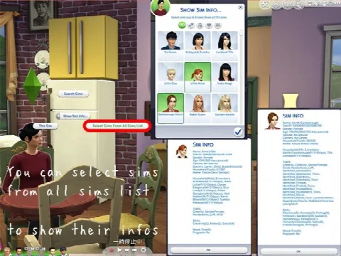 Show/Search Sim Info Mod by itasan2, Sims 4 Quality of Life mod – image 3