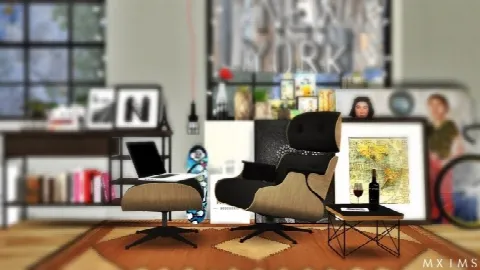 Eames Lounge Chair and Wire Base Table