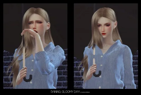 Raining, Gloomy Day (Crying / Umbrella set) poses